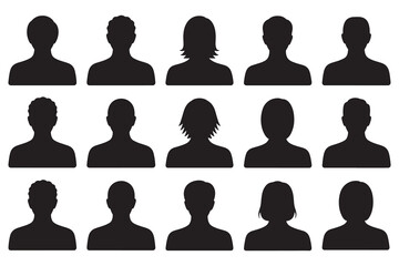 Minimalist avatar silhouettes showing different hairstyles for group profiles