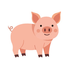 Fototapeta premium Cute Pig Vector Illustration Simple Style Farm Animal Graphic