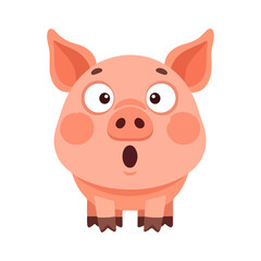 Fototapeta premium Cute surprised piglet cartoon illustration