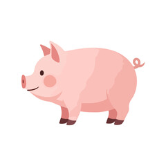 Cute Pink Pig Cartoon Illustration