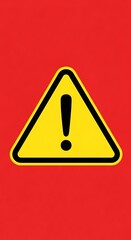 Yellow triangle warning sign with exclamation mark on red background