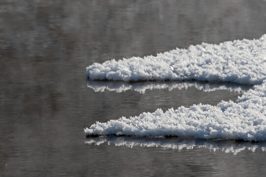 The edge of the ice  in freezing  river