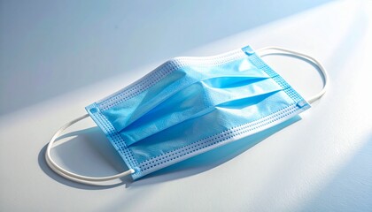 Medical Face Mask on White Surface Protecting Against Virus and Bacteria. Healthcare Item for Safety During Pandemic Era.