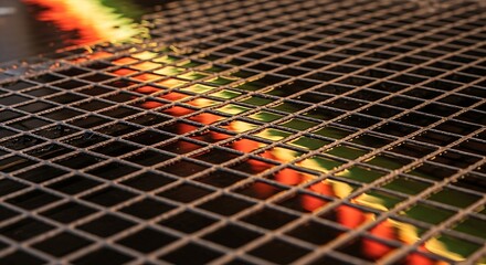 Abstract Grid Pattern with Rainbow Light Refraction.