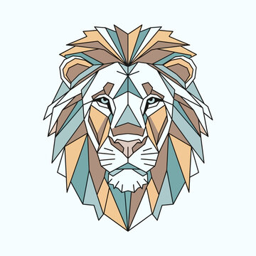 Geometric Lion Head Illustration Design Element.