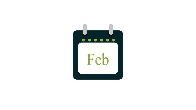 February Calendar Icon: A minimalist icon of a calendar displaying the month of February, signifying time, planning, and organization.