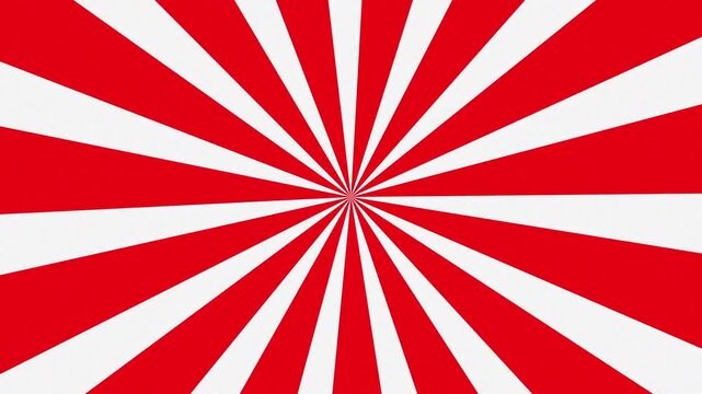 Seamless 4K Circus Sunburst Animation Featuring Rotating Red and White Rays
