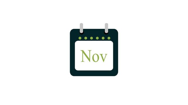 November Calendar Icon: A minimalist icon of a calendar with the month of November displayed, suggesting planning and scheduling.