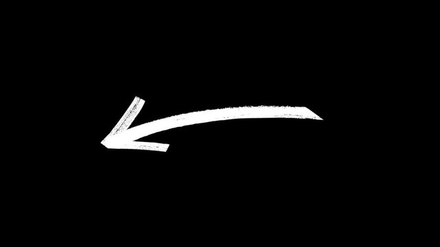 Hand drawn thin arrow graphic animation. Alpha channel.