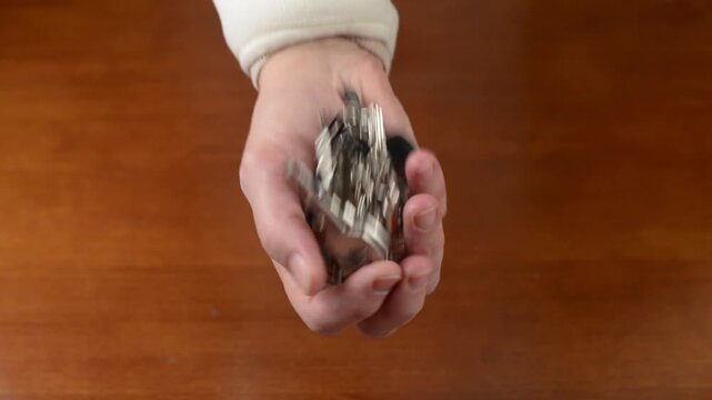 Jangling bunch of keys in hand with sound