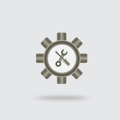 Obraz premium modern vector illustration of gear with wrench and screwdriver icon. concept of system settings, maintenance, configuration, technical support, repair service, optimization