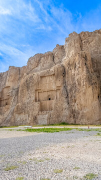 The tomb of the Persian King of Kings of the Achaemenid Empire Darius the Great at Naqsh-e Rostam ancient necropolis near Persepolis in Iran.