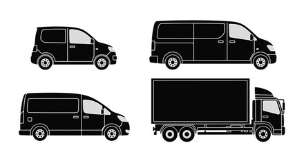 Silhouettes of various commercial vehicles including vans and a truck © SERINA AKTHER