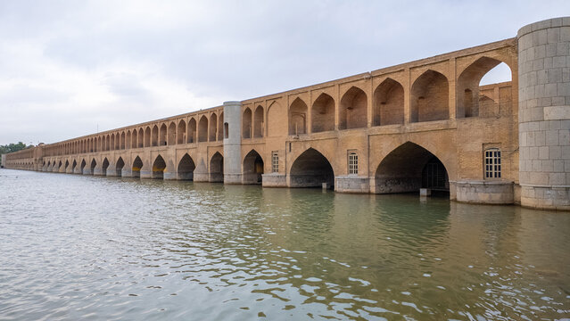 Sio Se Pol or Bridge of 33 arches, one of the oldest bridges of Esfahan and longest bridge on Zayandeh River