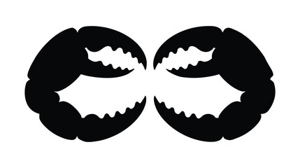 Two black crab claws mirrored horizontally on a white background, forming a symmetrical pincer-like design. © Gofur Artistry