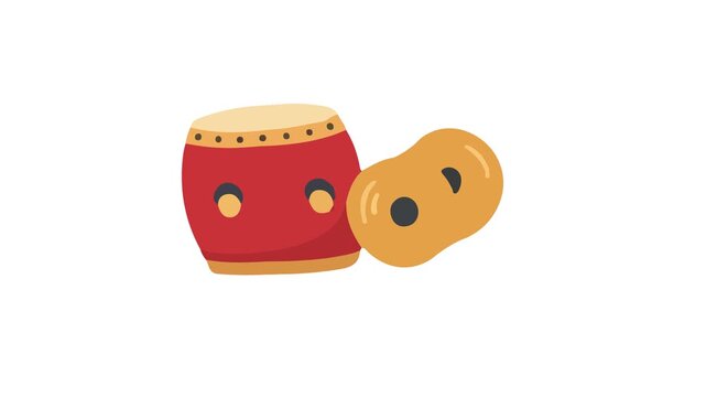 Traditional Chinese New Year Drum Illustration