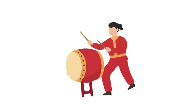 Beating Traditional Drum Chinese New Year