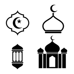 Fototapeta premium Ramadan kareem silhouette vector set icon,modern and elegance design concept,isolated on white background,can be for signs,symbol,or ramadan decoration ideas