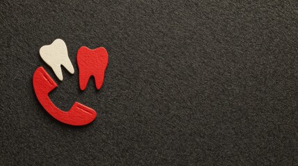Obraz premium Dental Emergency Readiness With Abstract Tooth and Phone Shapes in Minimal Background Setting for Quick Access to Dental Care