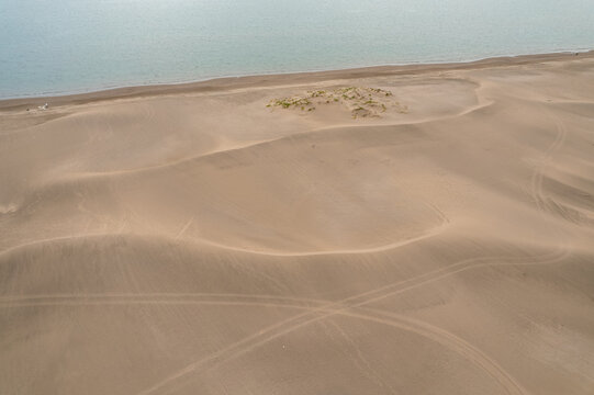 Aerial view over Mogote Dunes in La Paz, Baja California Sur, Mexico