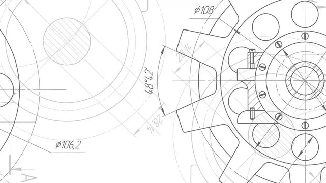 Mechanical Engineering drawing. Industry. Technical drawing background .