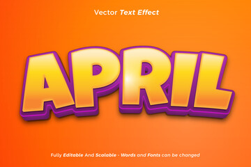 April text with editable cartoon style text effects