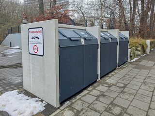 Large garbage bin in the park