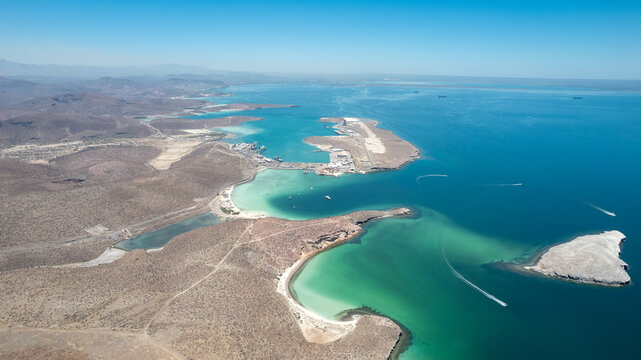 Aerial View of Balandra Beach with Turquoise Waters in La Paz, Baja California Sur, Mexico