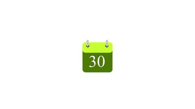 Calendar Icon with Number 30: A simple graphic representation of a calendar page marked with the number 30, signifying a specific day or deadline, presented on a clean background.