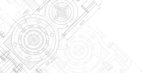 Engineering ideas and innovations. Technical drawing. Technological background . Vector illustration . © Aliaksandr