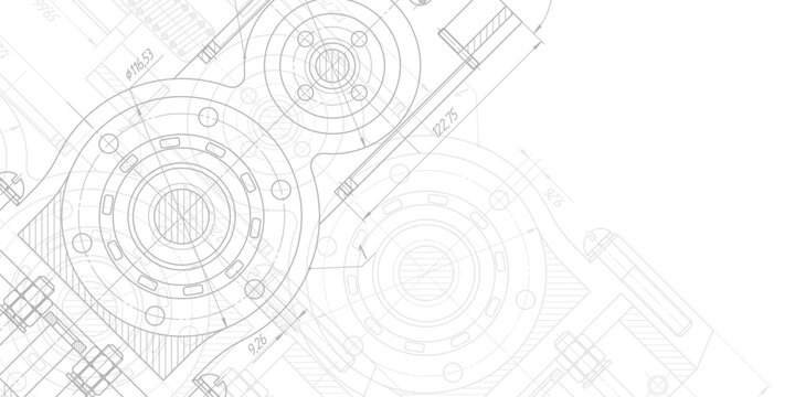 Engineering ideas and innovations. Technical drawing. Technological background . Vector illustration .
