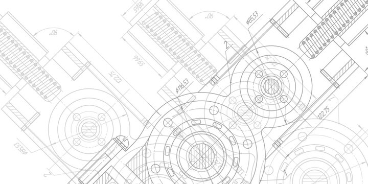 Engineering plan scheme . Parts for industrial construction. Technical drawing .Vector illustration .