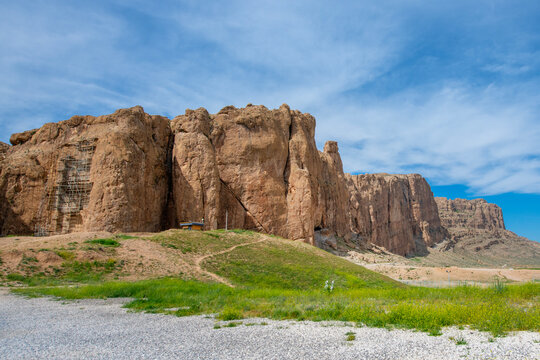The tomb of the Persian King of Kings of the Achaemenid Empire Darius the Great at Naqsh-e Rostam ancient necropolis near Persepolis in Iran