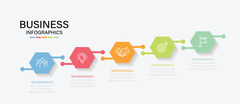 Polygonal infographic. Business visualization infographic polygon design template with 6 options. Creative design for slide presentation. 