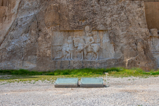 The tomb of the Persian King of Kings of the Achaemenid Empire Darius the Great at Naqsh-e Rostam ancient necropolis near Persepolis in Iran