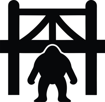 troll under bridge silhouette vector illustration on transparent background