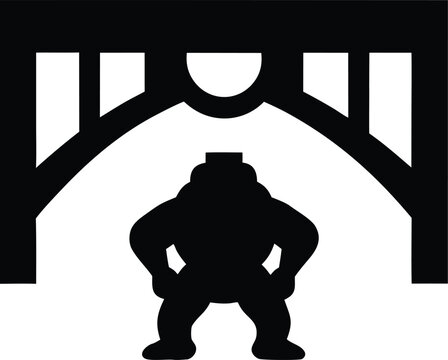 troll under bridge silhouette vector illustration on transparent background