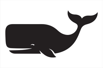 Obraz premium A sleek silhouette of a whale gracefully swimming through the ocean waters Vector, illustration