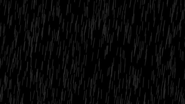 Rain fall overlay on black background with alpha channel. heavy rain falling.