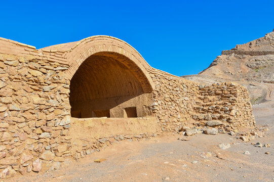 Ruins of Zoroastrians Dakhmeh Towers of Silence in Yazd city.