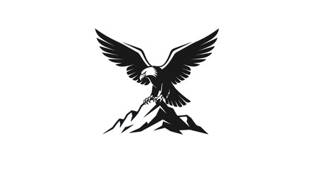 Obraz premium Soaring eagle silhouette over mountain peak