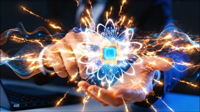 Businessman touching the brain working of Artificial Intelligence (AI) in the futuristic business and coding software development on interface and synchronize network connection, IoT.