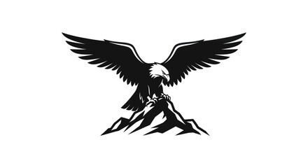 Obraz premium Soaring eagle silhouette over mountain