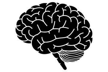 simplified silhouette of human brain depicted in graphic form, symbolizing intellect and cognition