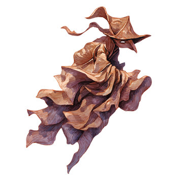 A watercolor isometric illustration of Banshee, cleanly isolated on white background.