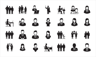 Business people silhouettes set of vector silhouettes