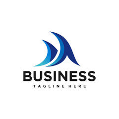 Fototapeta premium Abstract Blue Waves and Sail Logo for Business