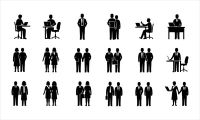 Business people silhouettes set of vector silhouettes