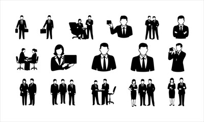 Business people silhouettes set of vector silhouettes