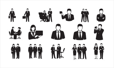 Business people silhouettes set of vector silhouettes